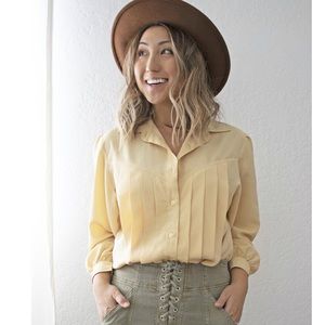 Vintage 1980's Pleated 3/4 Sleeve Blouse